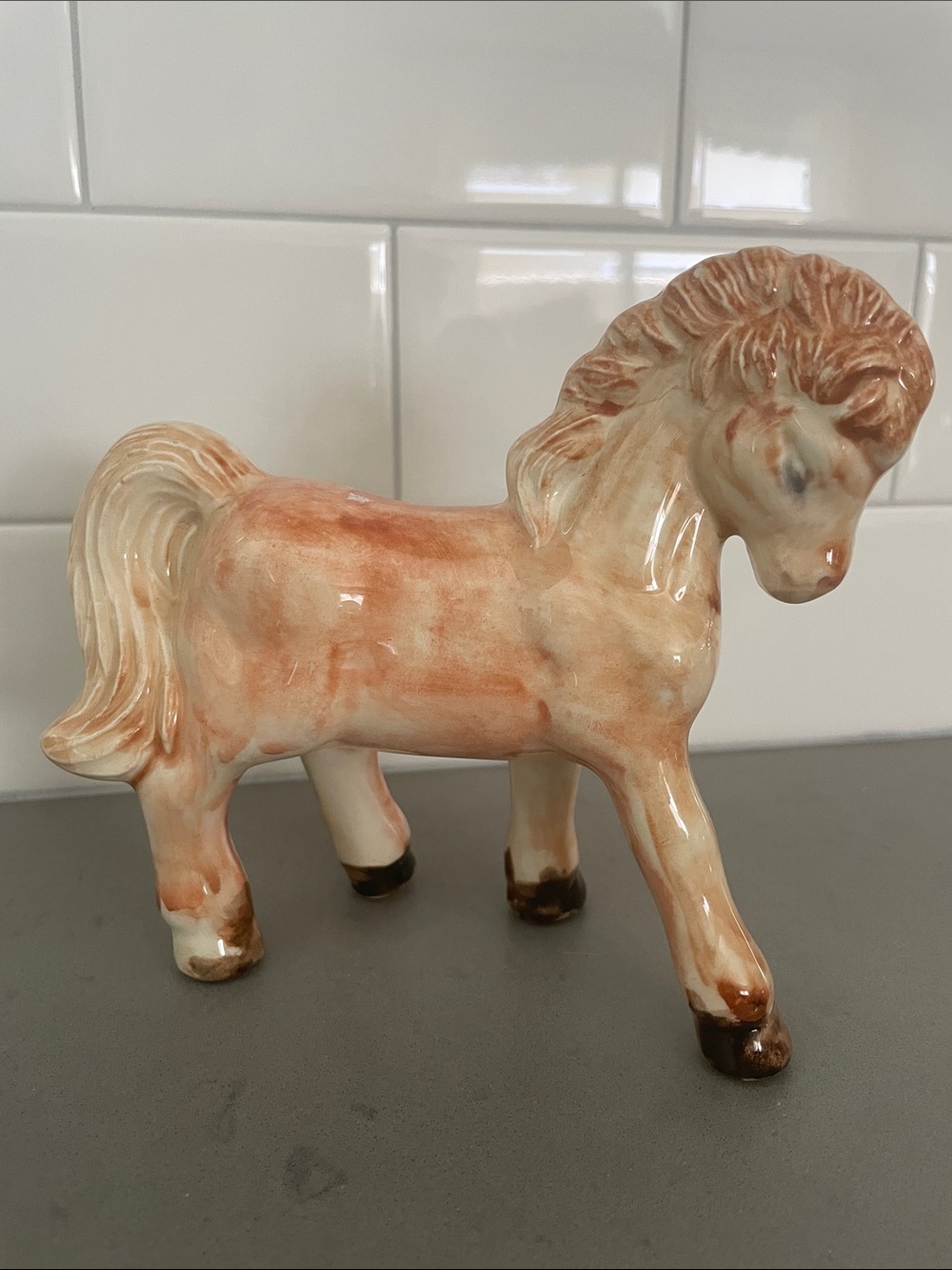 Vintage ceramic hand painted horse